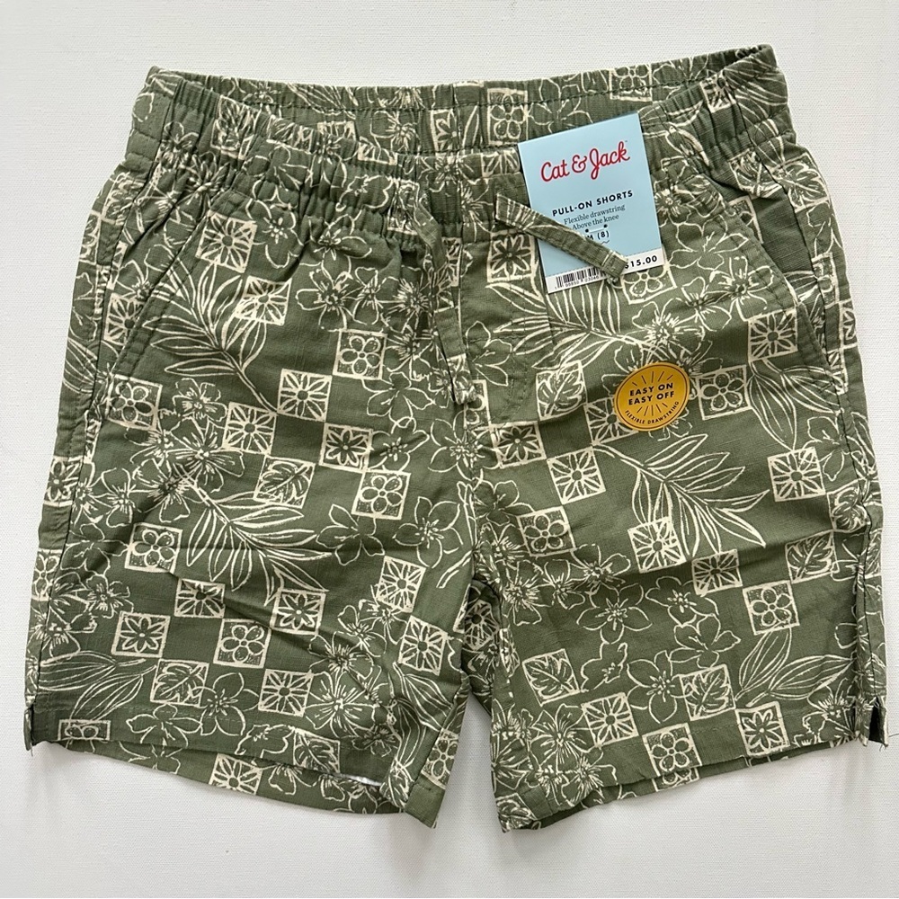 Cat & Jack Olive Floral Kids Shorts Size M (8)
